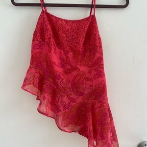 Elegant Pink Paisley Asymmetrical Top